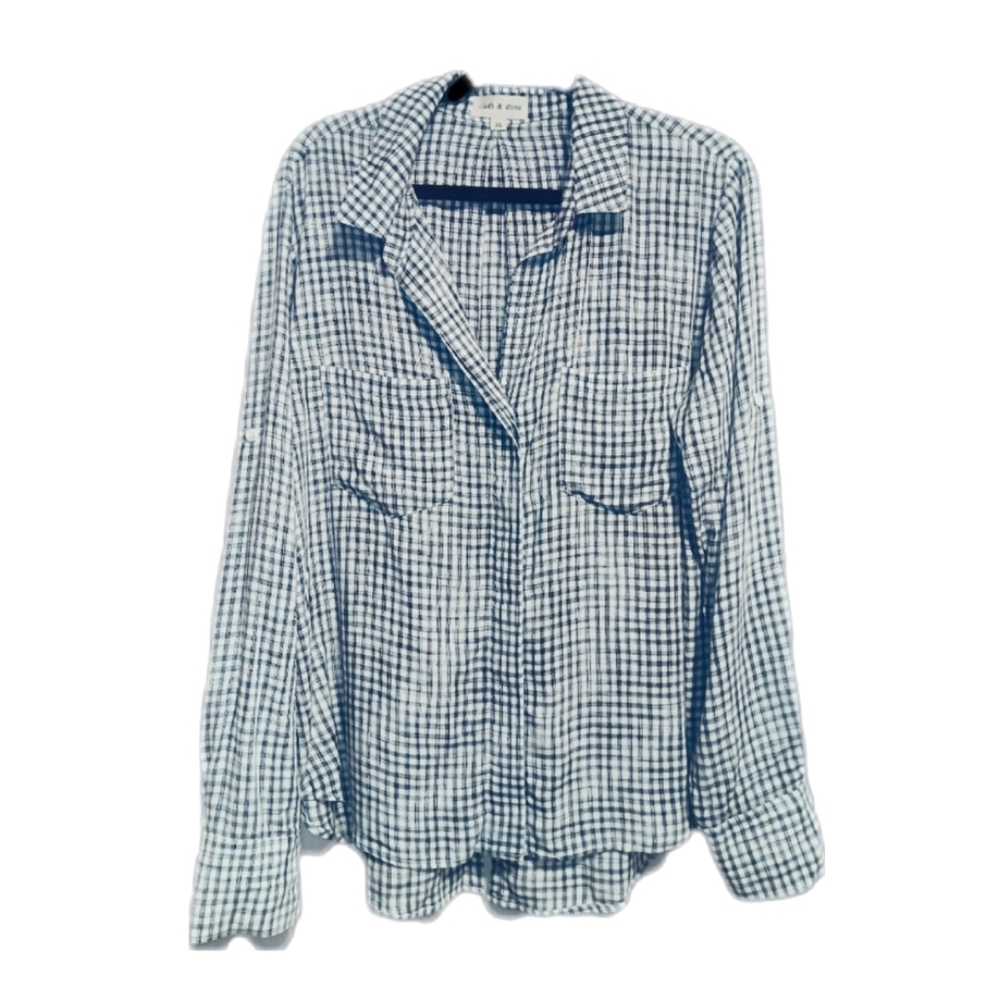 Plaid Button-Up Women's Top